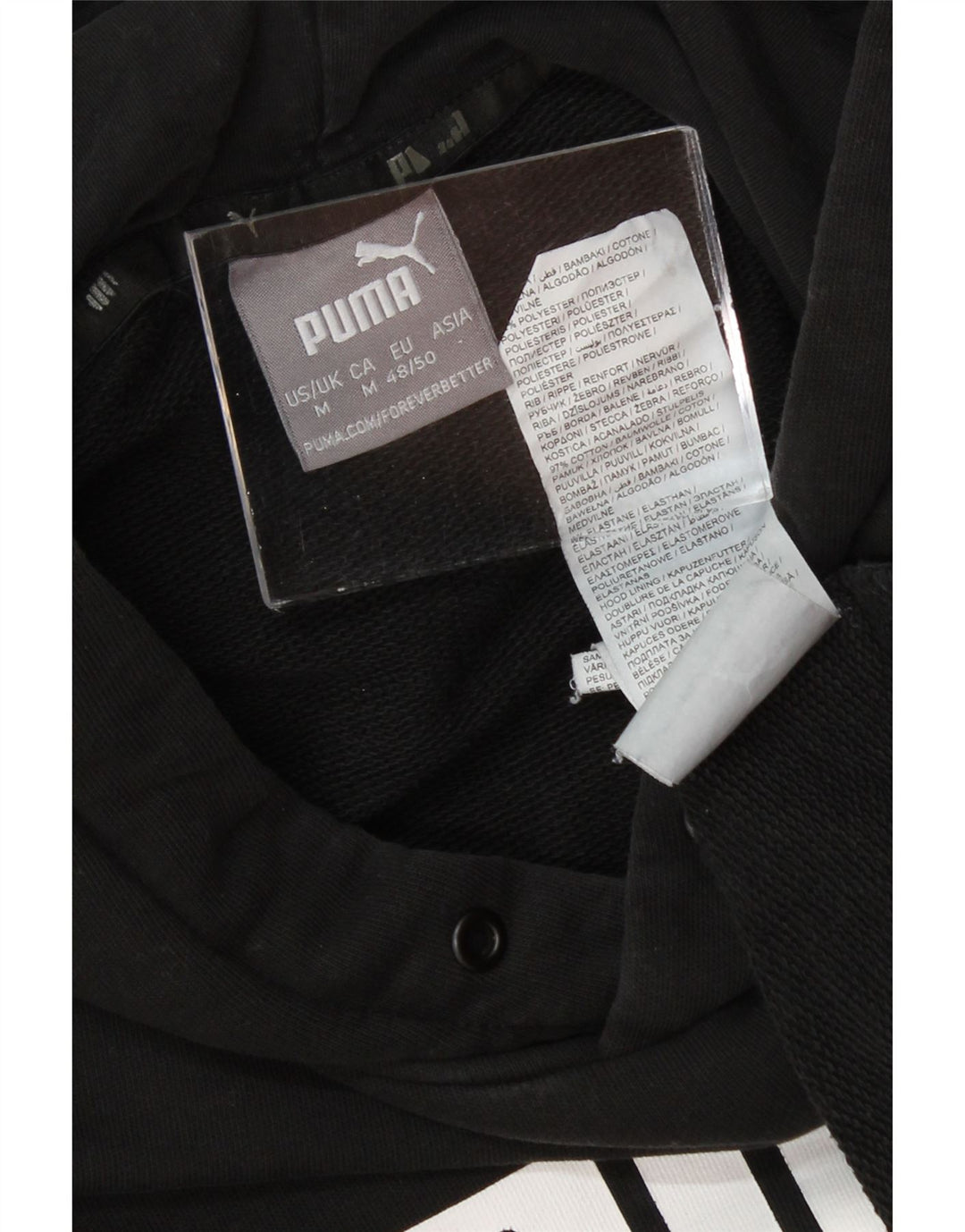 PUMA Mens Graphic Hoodie Jumper Medium Black Cotton Vintage Puma and Second-Hand Puma from Messina Hembry 
