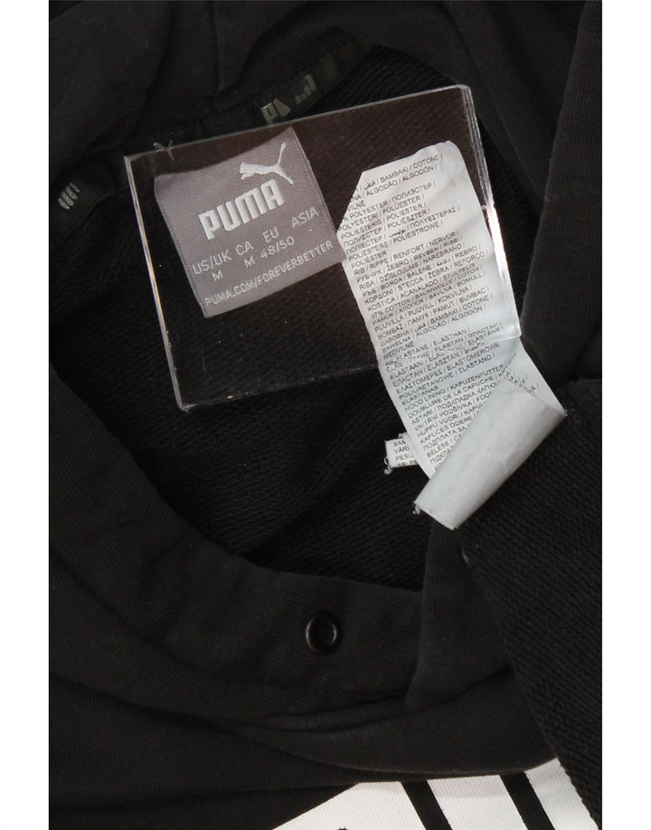 PUMA Mens Graphic Hoodie Jumper Medium Black Cotton Vintage Puma and Second-Hand Puma from Messina Hembry 