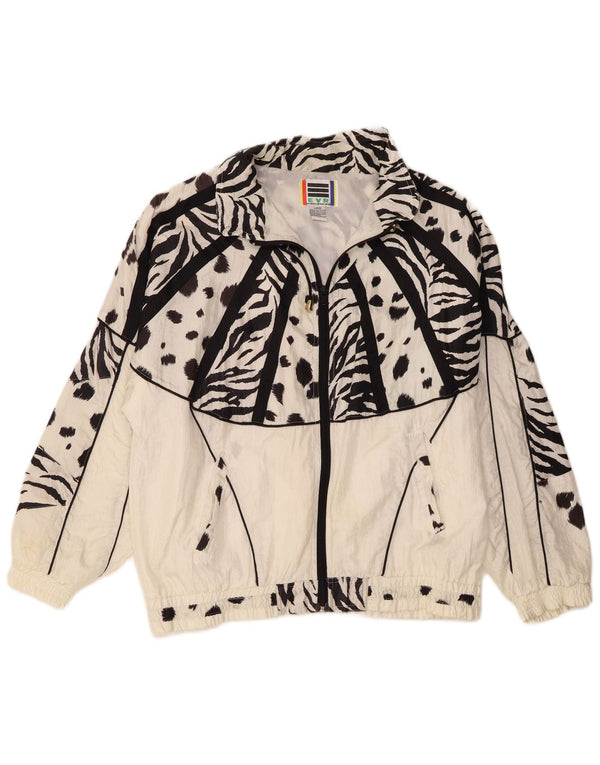 EVR Womens Oversized træningsdragt Topjakke UK 16 Stort hvidt dyreprint