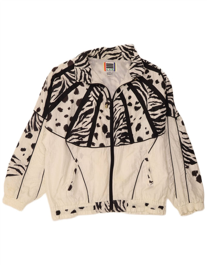 EVR Womens Oversized træningsdragt Topjakke UK 16 Stort hvidt dyreprint