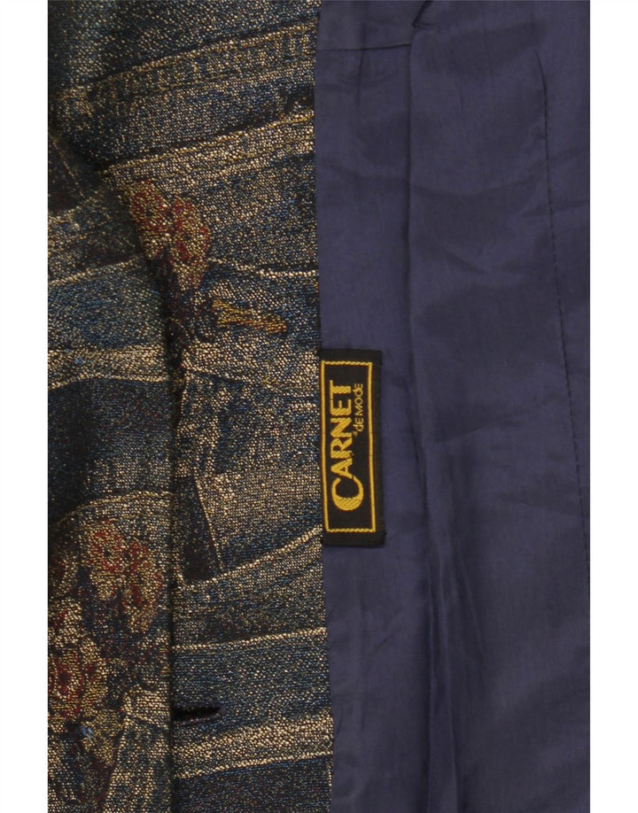 Carnet Dame 3 Button Blazer Jacket UK 14 Medium Navy Blue Floral