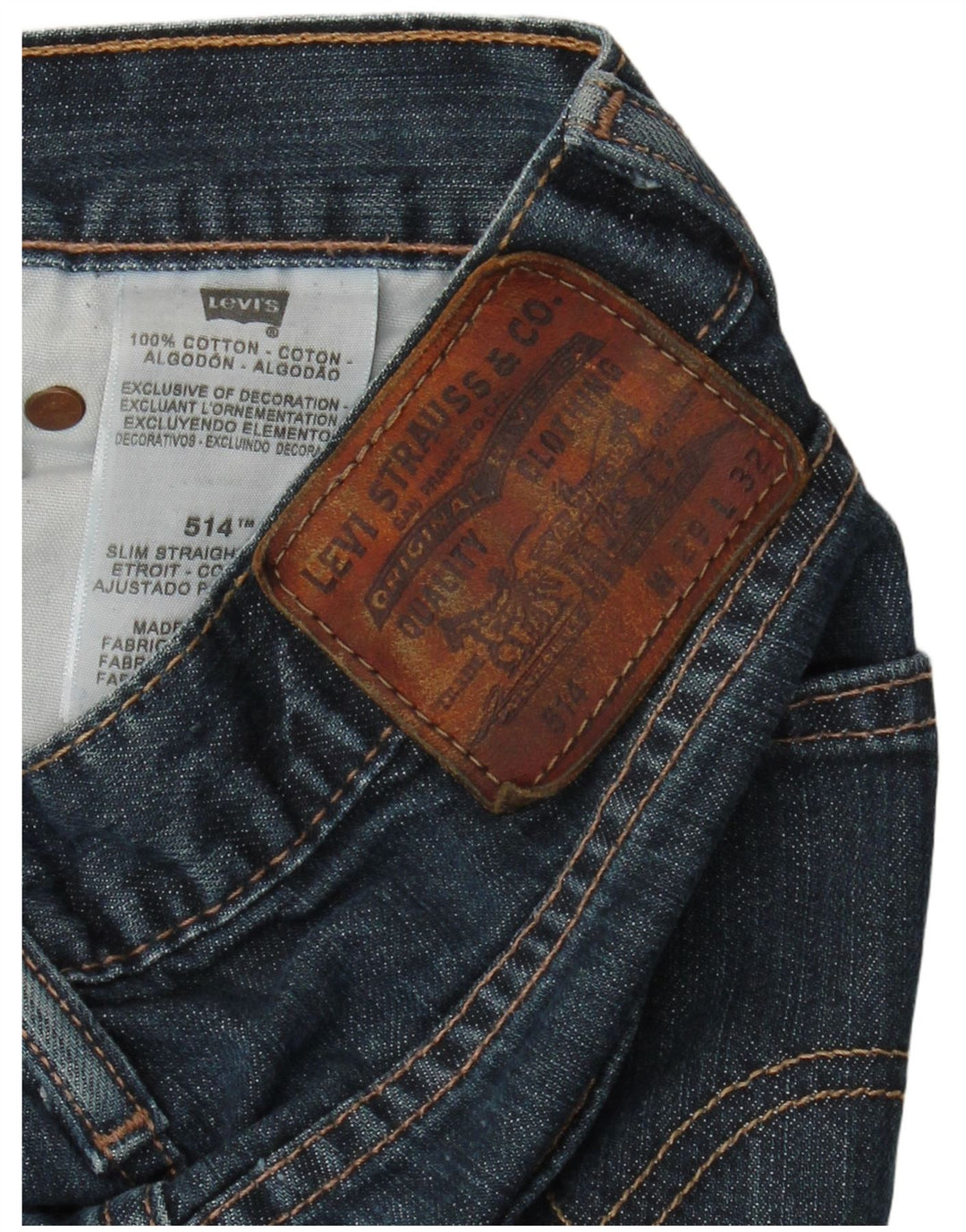 Levi's Herre 514 Straight Slim Jeans W29 L32 Blå Bomuld