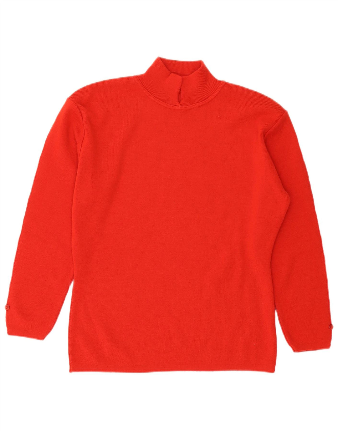 Vintage Dame Turtle Neck Jumper Sweater UK 14 Large Orange Wool