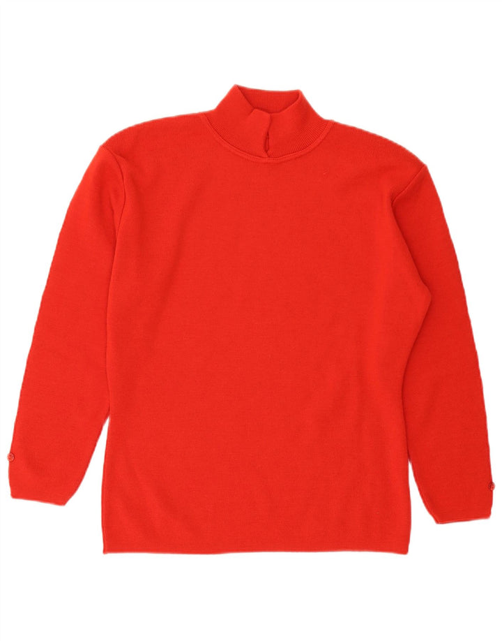 Vintage Dame Turtle Neck Jumper Sweater UK 14 Large Orange Wool