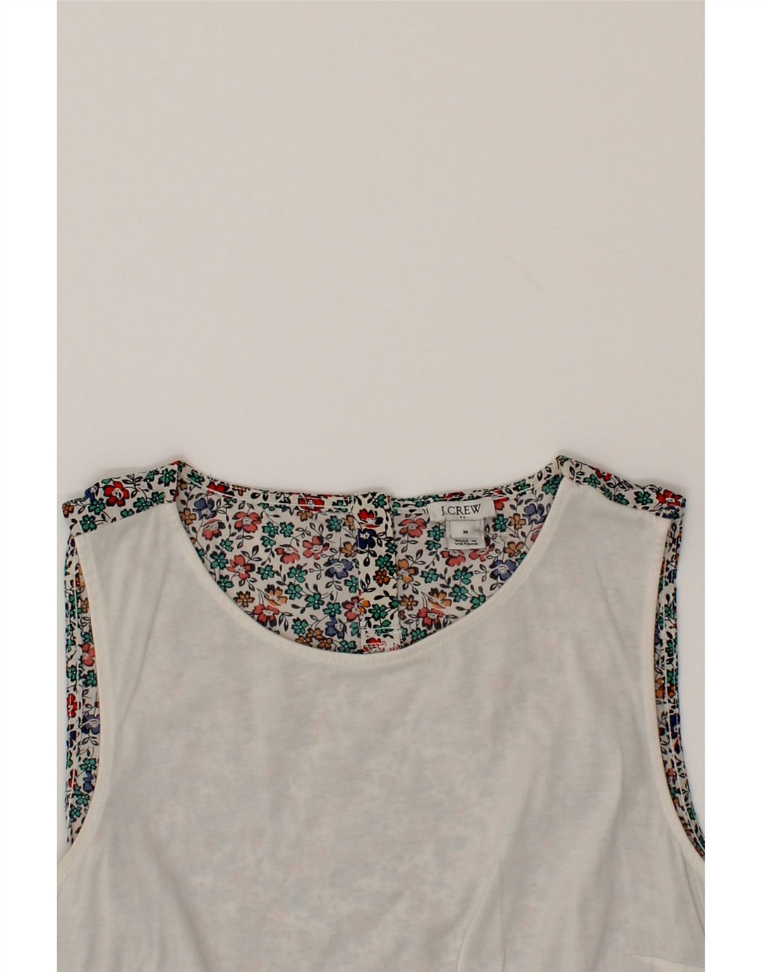 J. CREW Womens Vest Top UK 14 Medium Off White Floral Cotton Vintage J. Crew and Second-Hand J. Crew from Messina Hembry 