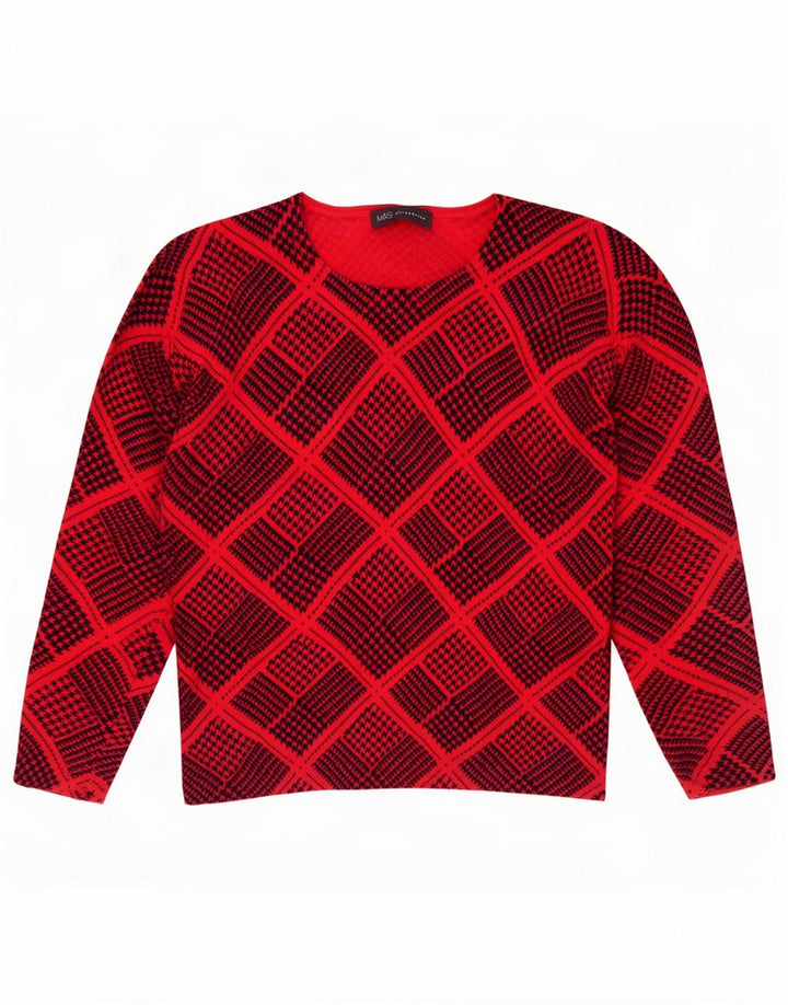 Marks & Spencer Dame Boat Neck Jumper Sweater UK 12 Medium Red