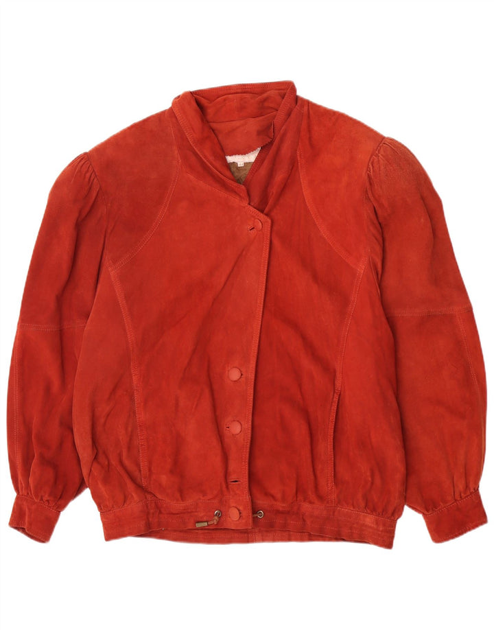 Vintage Dame Oversized Ruskindsjakke IT 44 Medium Rødt Læder