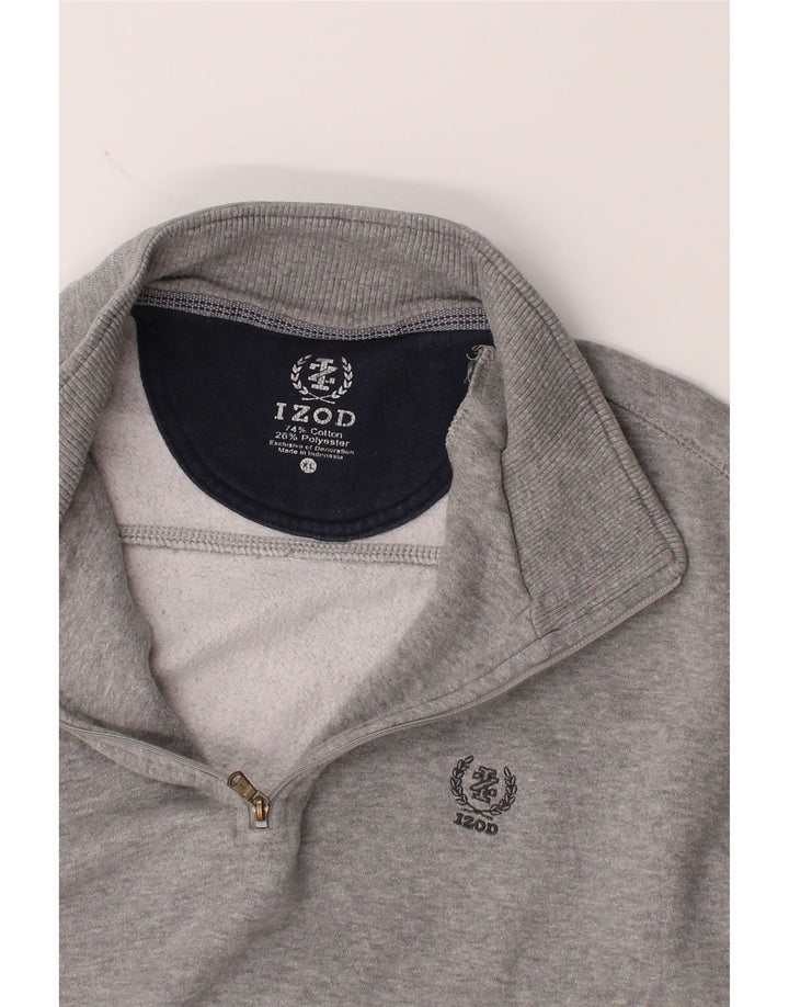 IZOD Mens Zip Neck Sweatshirt Jumper XL Grey Cotton Vintage Izod and Second-Hand Izod from Messina Hembry 