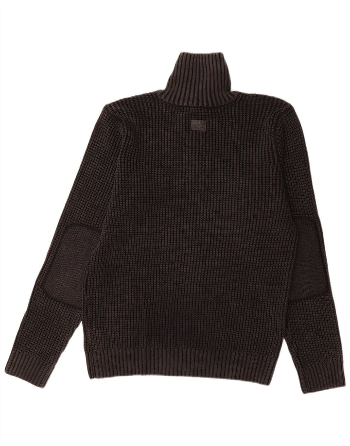 G-Star Herre Button Neck Jumper Sweater Stor Sort Bomuld