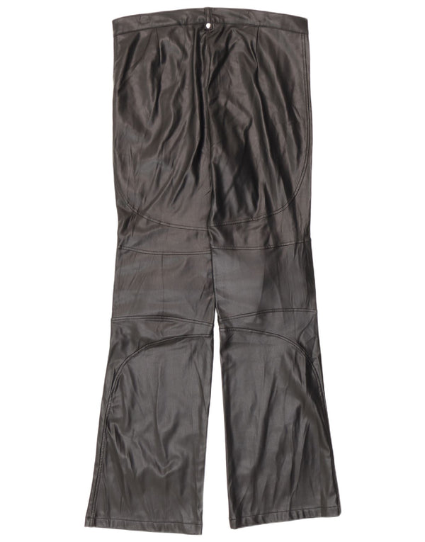 Zara Dame Bootcut Kunstlæderbukser Large W30 L33 Sort Polyester
