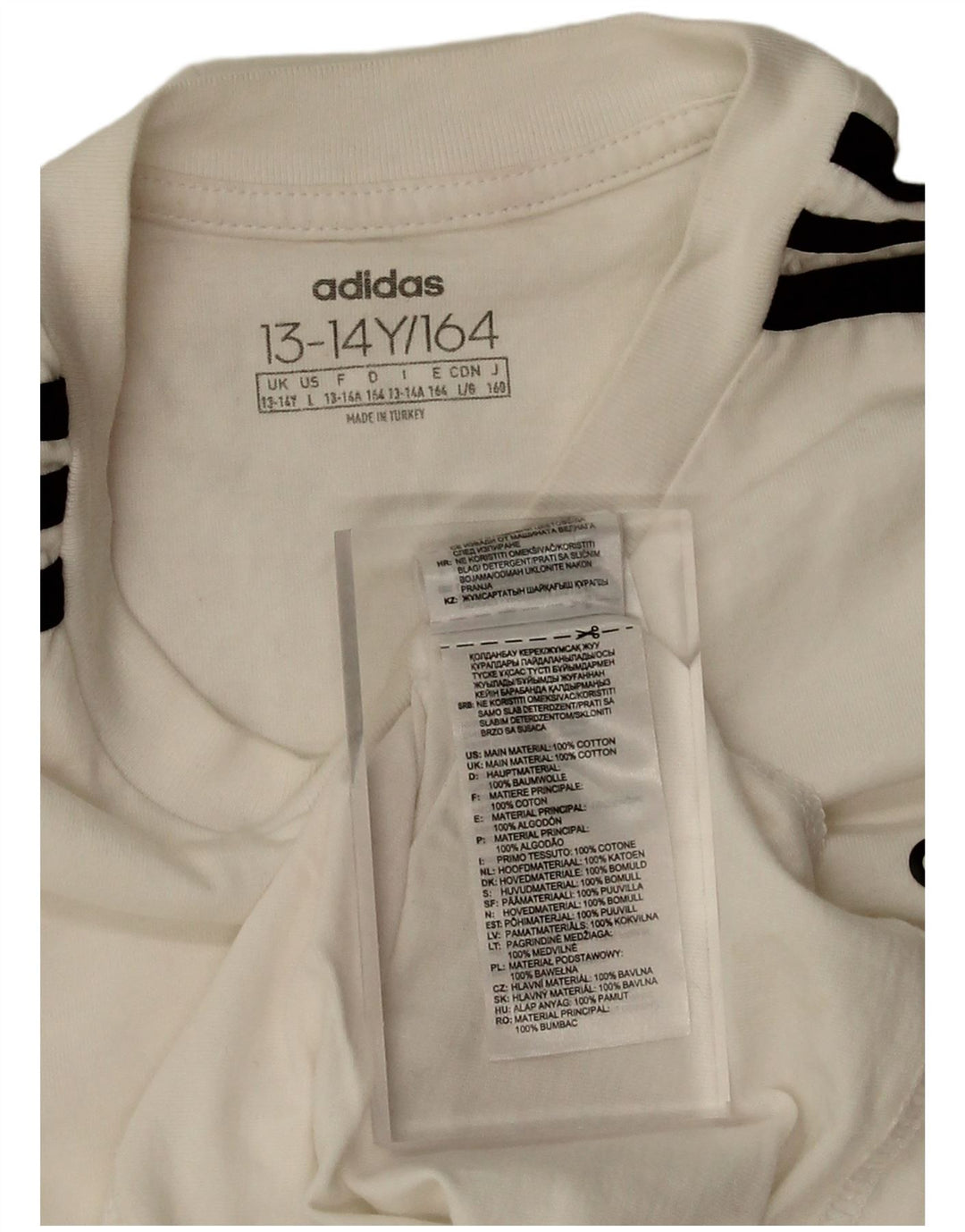 ADIDAS Boys T-Shirt Top 13-14 Years White Cotton