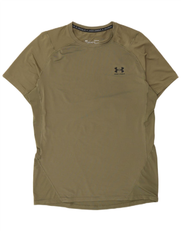 Under Armour Herre Heat Gear T-Shirt Top Stor Khaki Polyester