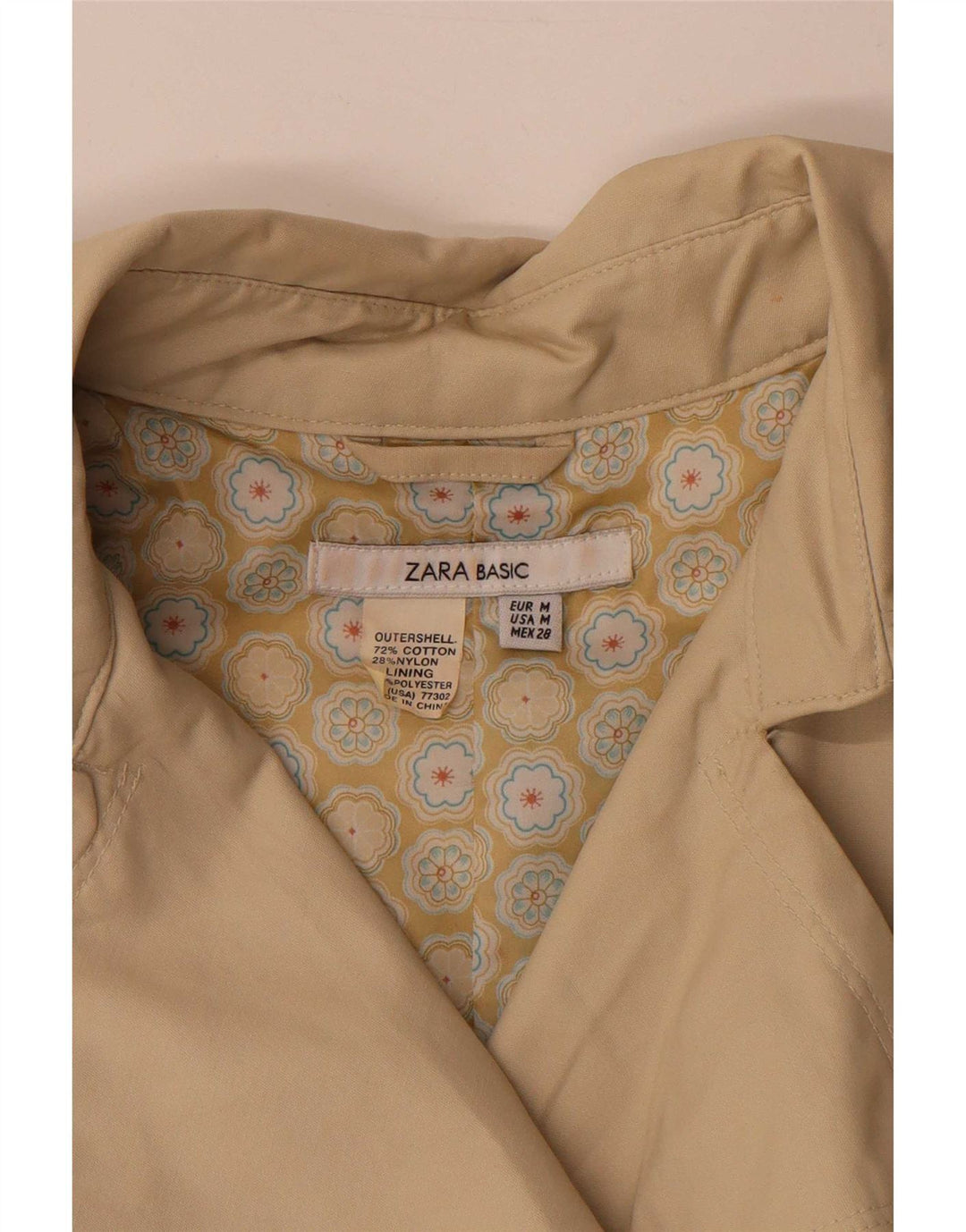 Zara Dame Trench Coat UK 14 Medium Beige Bomuld
