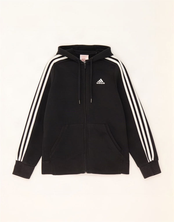 Adidas hættetrøje med lynlås til drenge 14-15 år Sort polyester