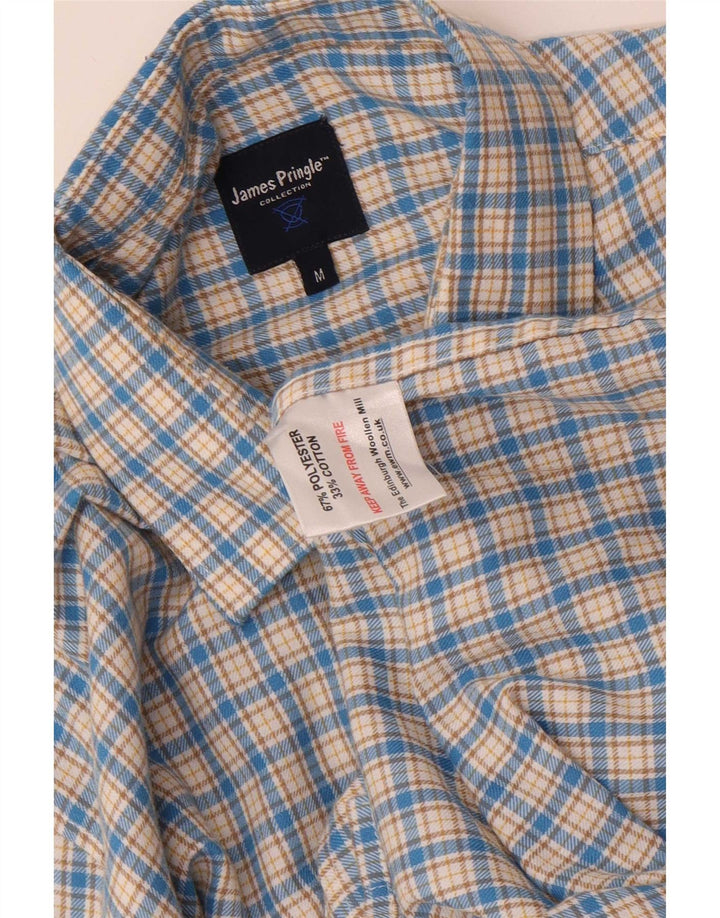 James Pringle herre flannelskjorte mellemblå ternet polyester