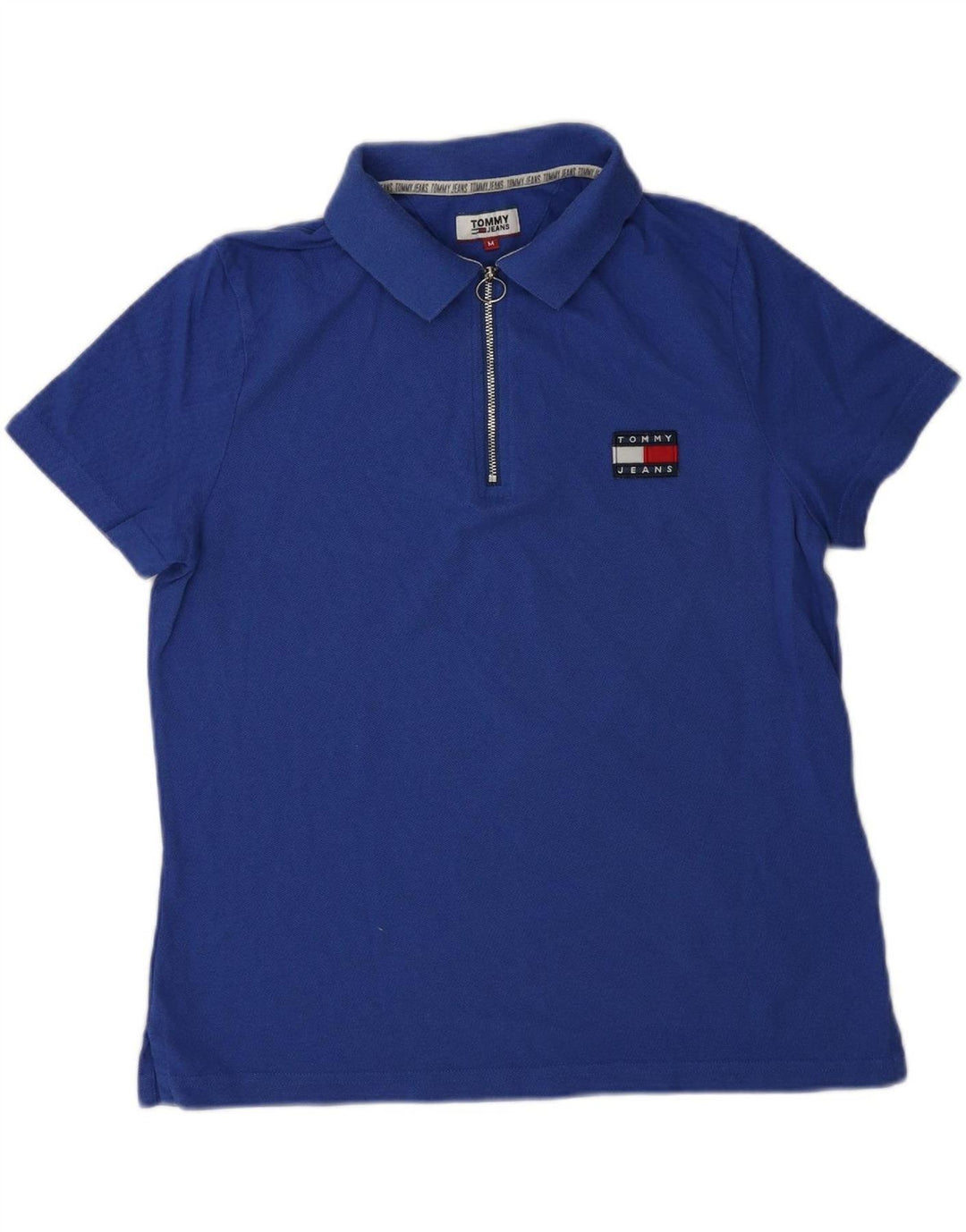 TOMMY HILFIGER Womens Polo Shirt UK 12 Medium Blue Cotton