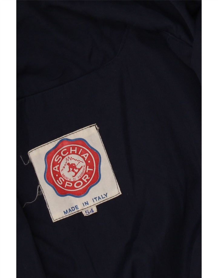 Vintage Herre Hooded Utility Jacket IT 54 2XL Navy Blue