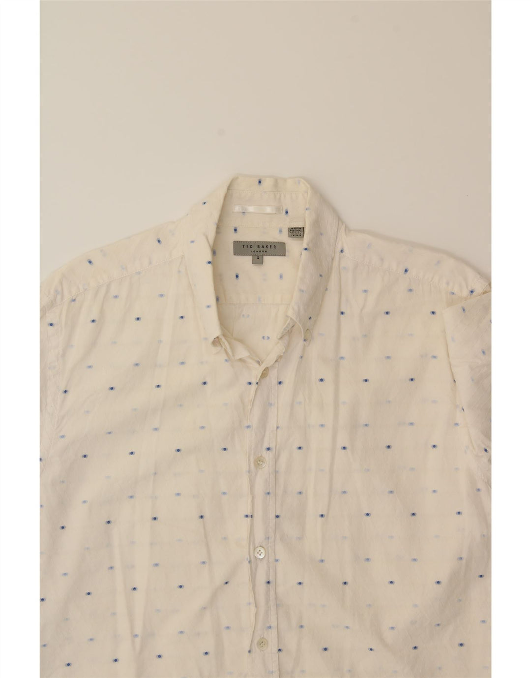 TED BAKER Mens Short Sleeve Shirt Size 4 Large White Spotted Vintage Ted Baker and Second-Hand Ted Baker from Messina Hembry 