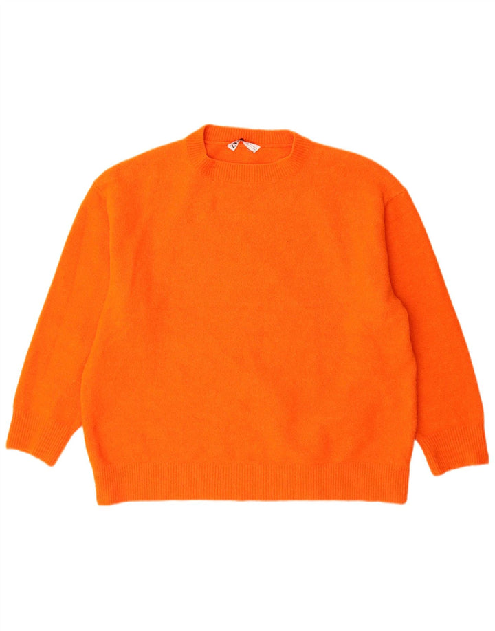 Zara Dame Oversized Crew Neck Jumper Sweater UK 14 Medium Orange Akryl