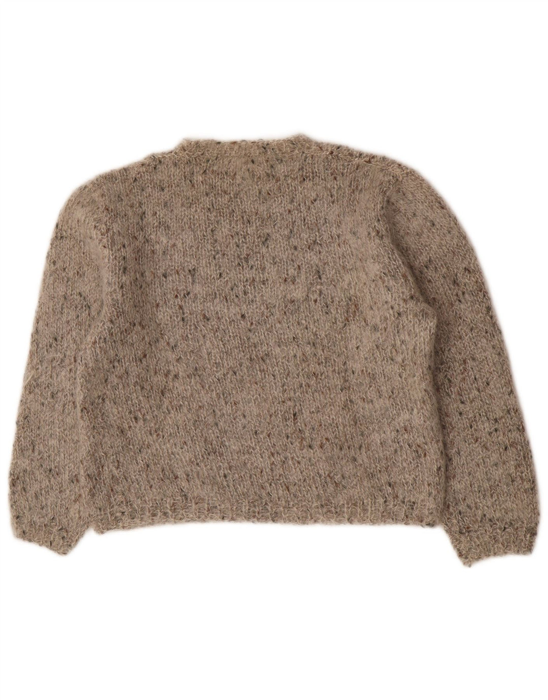 Vintage dame sweater med rund hals DK 14 Medium Grå Flecked