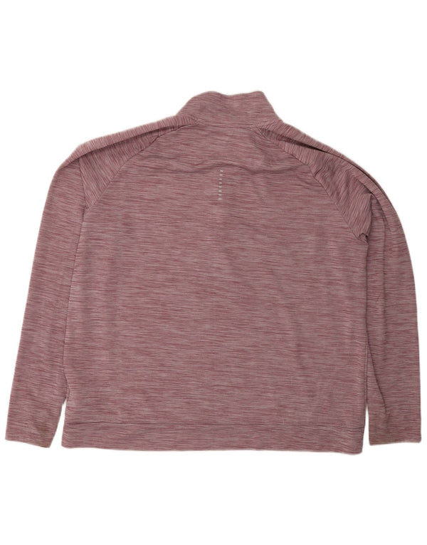 Nike Herre Running Zip Neck Top Langærmet XL Rød Flecked Polyester Sports