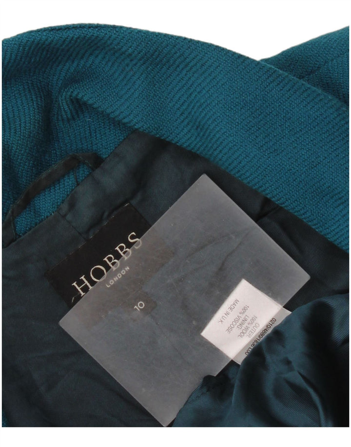 Hobbs Dame Crop 2 Button Blazer Jacket UK 10 Small Blue Wool