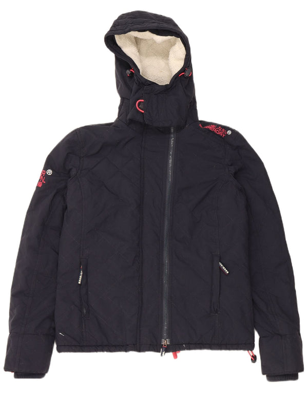 Superdry Windcheater vindjakke med hætte til kvinder UK 16 Large Navy Blue