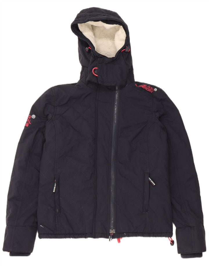 Superdry Windcheater vindjakke med hætte til kvinder UK 16 Large Navy Blue