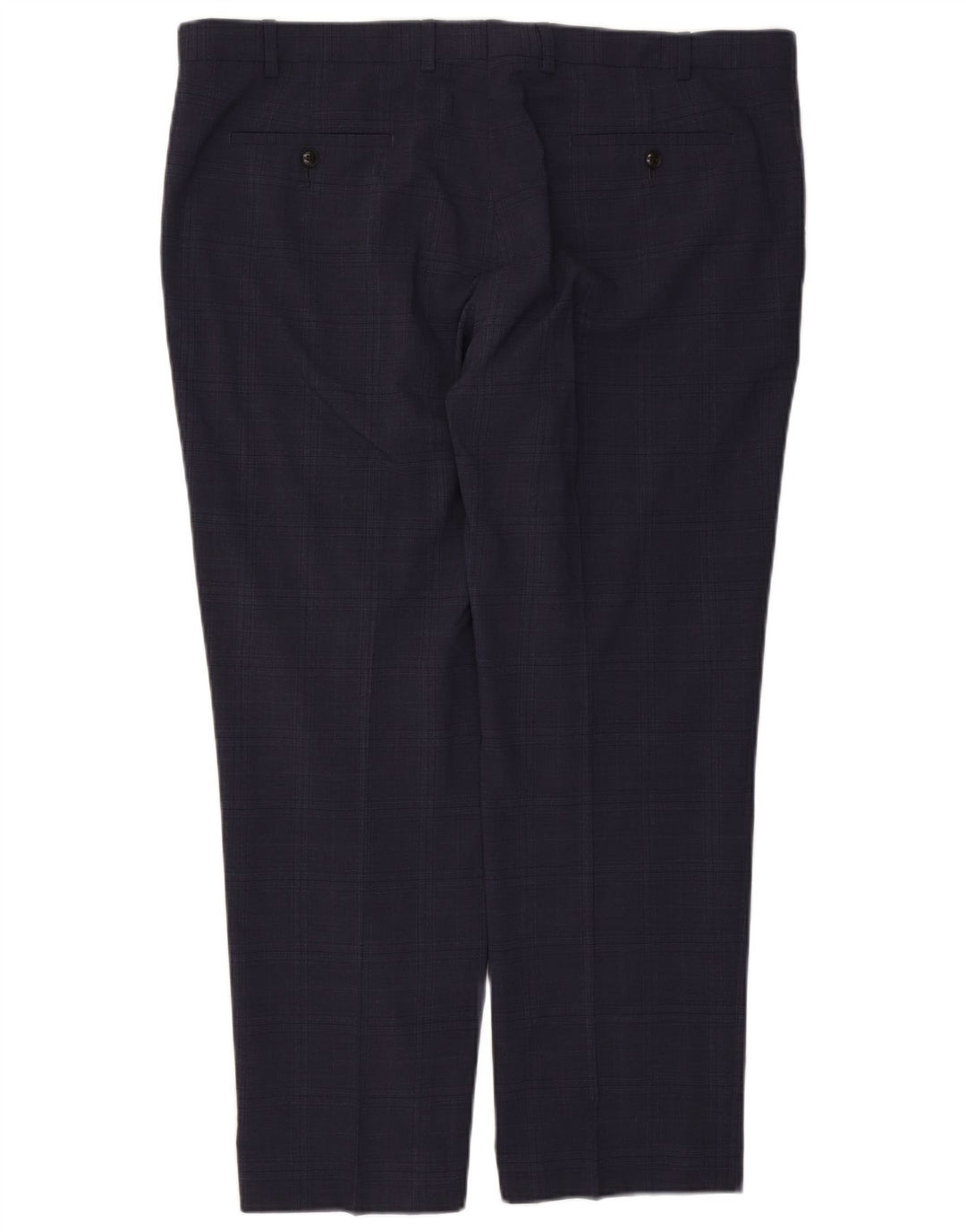 Marks & Spencer Herre Regular Suit Bukser W42 L29 Marineblå ternet uld