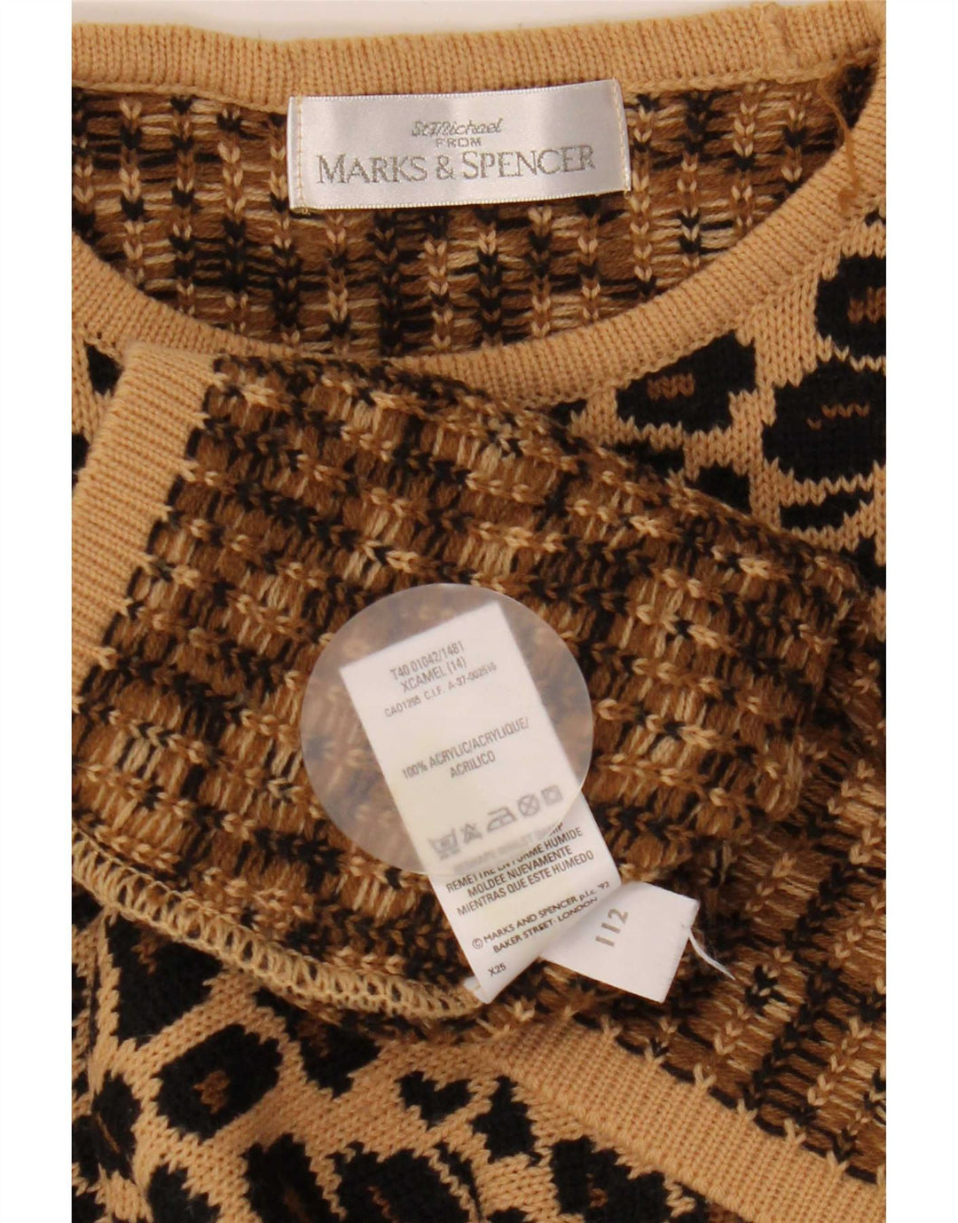 Marks & Spencer Dame sweater med rund hals DK 14 Stor Brun