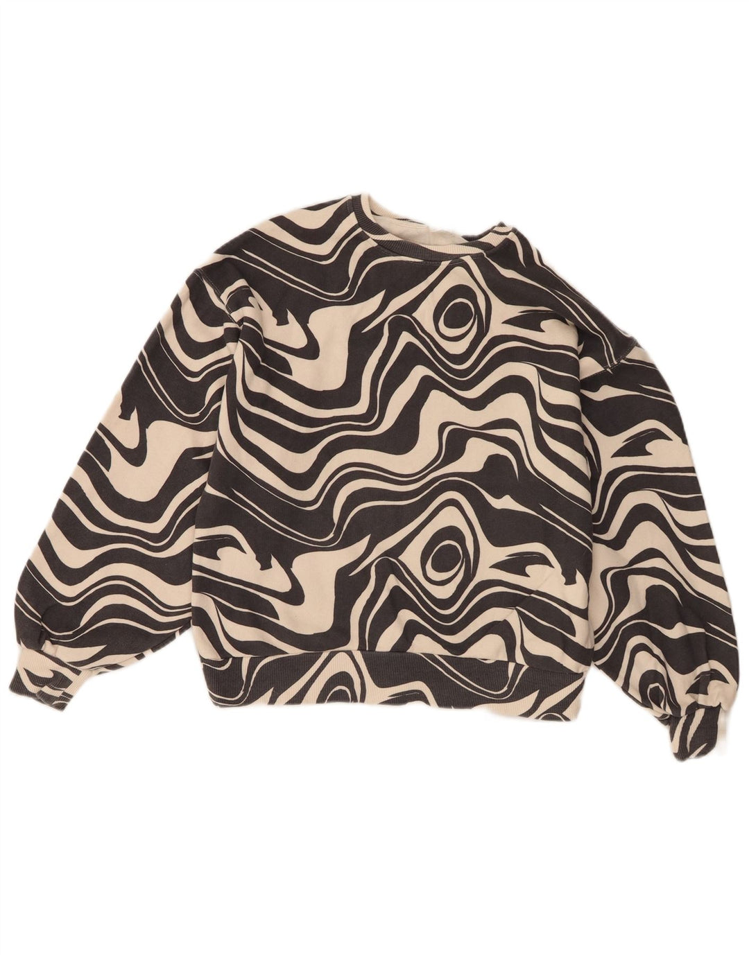 Zara piger abstrakt mønster sweatshirt sweater 13-14 år sort bomuld