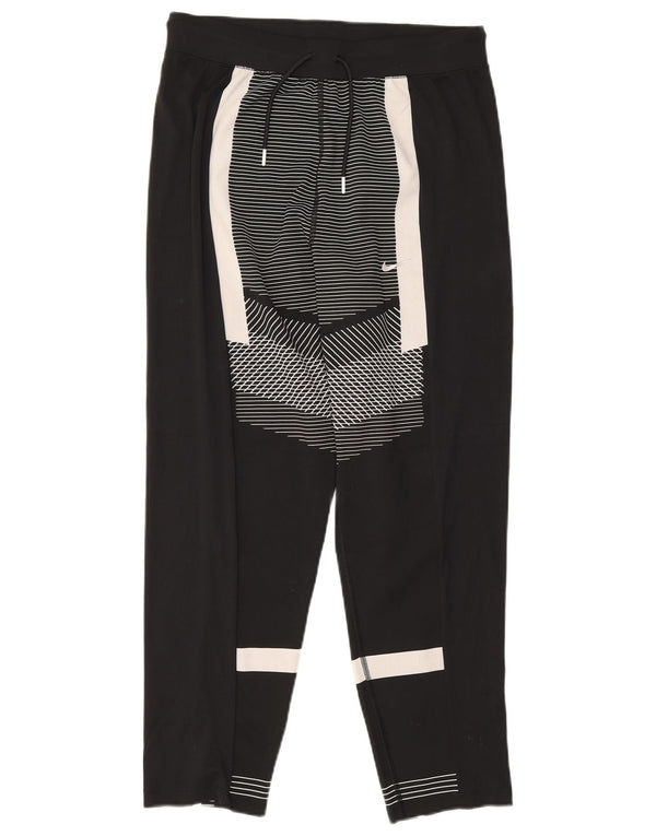 Nike Dame Dri Fit træningsdragt Bukser UK 14 Large Black Colourblock