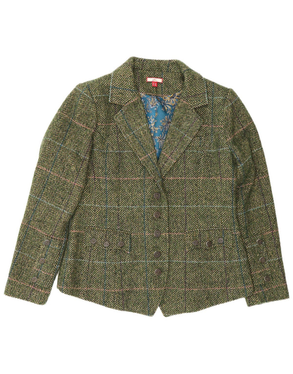 Joe Browns Dame 5 Button Blazer Jacket UK 14 Large Green Houndstooth