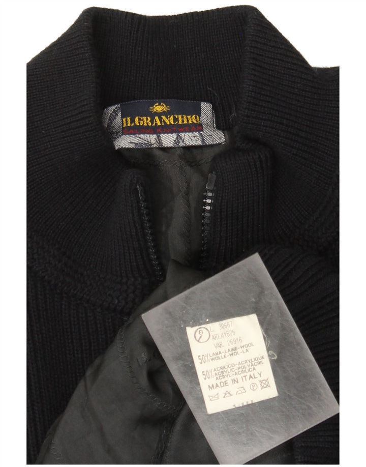 Il Granchio Herre Cardigan Sweater Large Navy Blue Wool