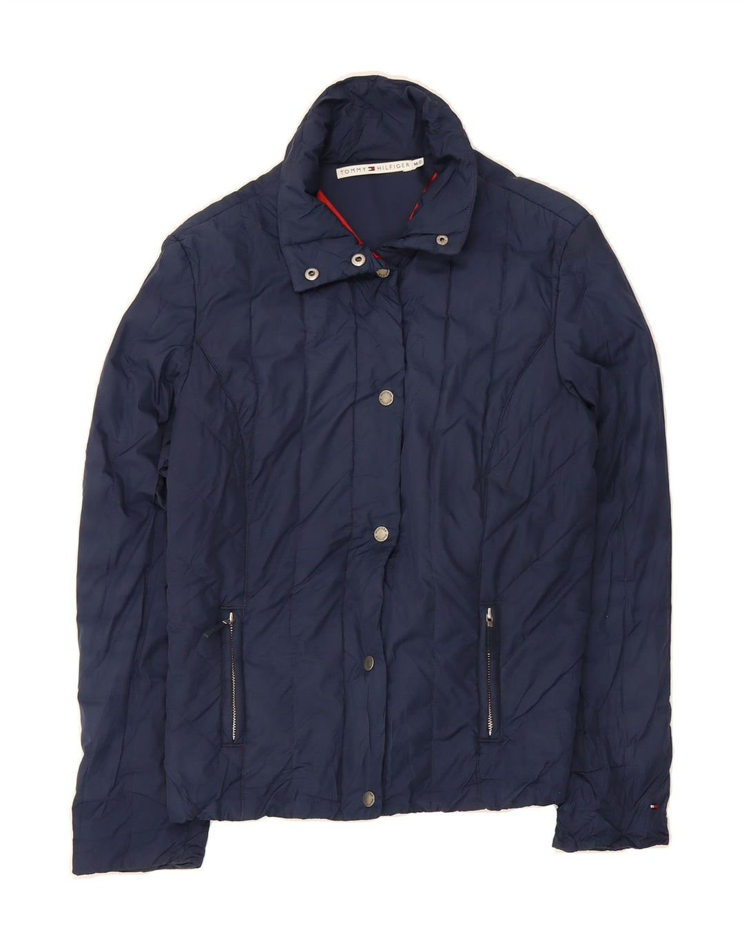 TOMMY HILFIGER Womens Padded Jacket UK 12 Medium Navy Blue Polyester Vintage Tommy Hilfiger and Second-Hand Tommy Hilfiger from Messina Hembry 