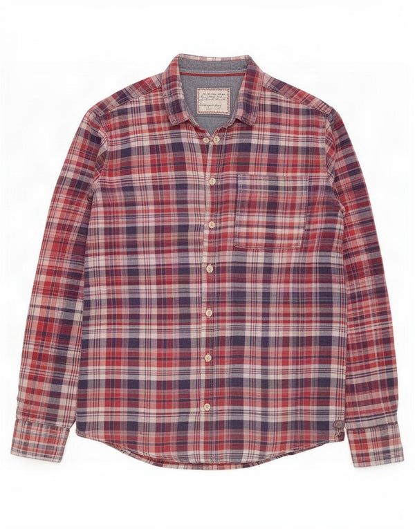 Fat Face Herre Flanellskjorte Medium Rød Plaid Bomuld