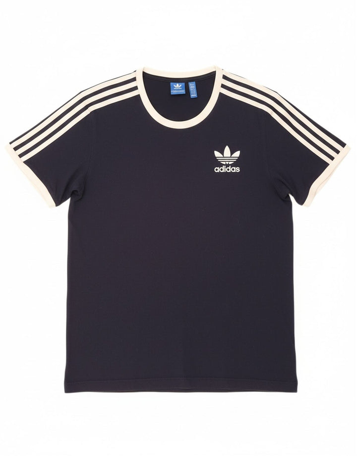 ADIDAS Womens Oversized T-Shirt Top UK 10 Small Navy Blue Cotton