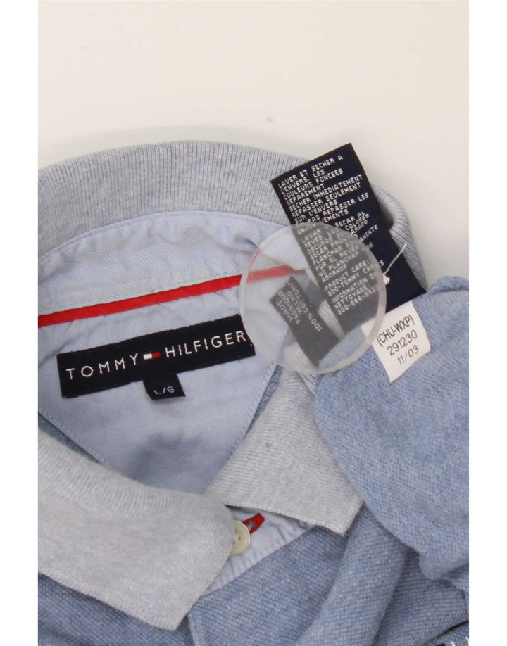 Tommy Hilfiger Herre grafisk poloshirt Stor blå bomuld