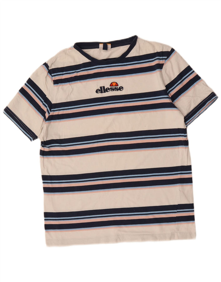 ELLESSE Grafisk T-shirt top til kvinder DK 16 Stor hvid stribet bomuld