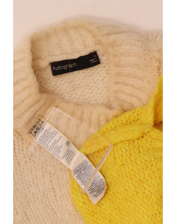 Marks & Spencer Dame Turtle Neck Jumper Sweater UK 10 Small Off White