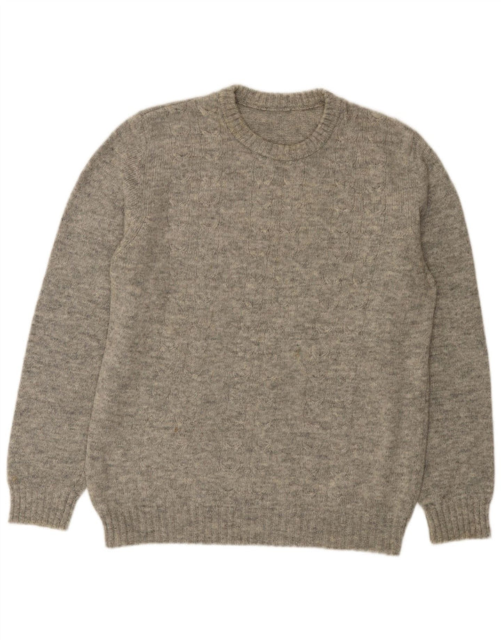 Vintage trøje med rund hals til mænd mellem grå flækket