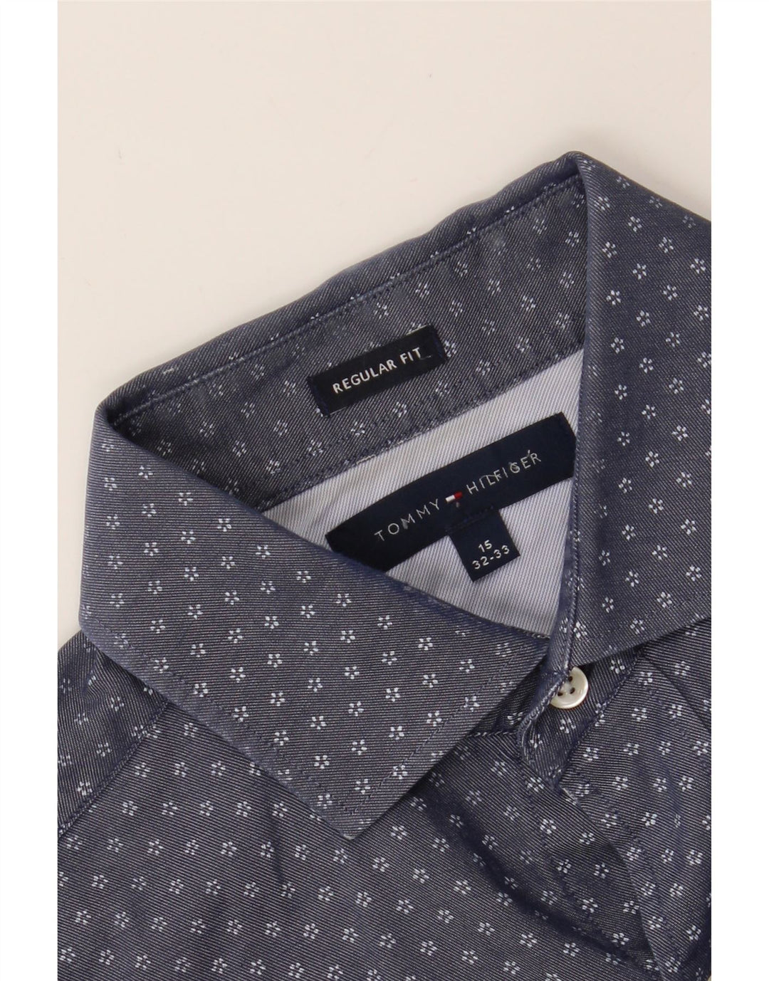 TOMMY HILFIGER Mens Regular Fit Shirt Size 15 Medium Navy Blue Floral Vintage Tommy Hilfiger and Second-Hand Tommy Hilfiger from Messina Hembry 