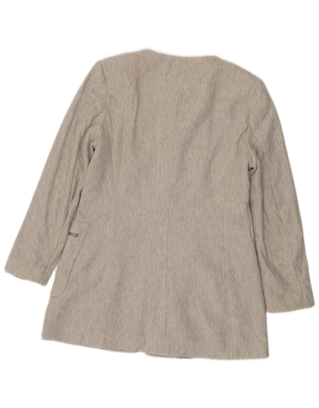 Zara Dame Blazer Jakke UK 18 XL Grå sildebensbomuld