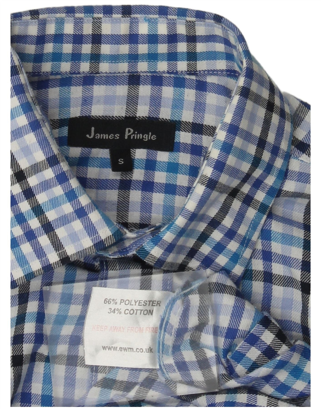 James Pringle herre flannel skjorte lille blå ternet polyester