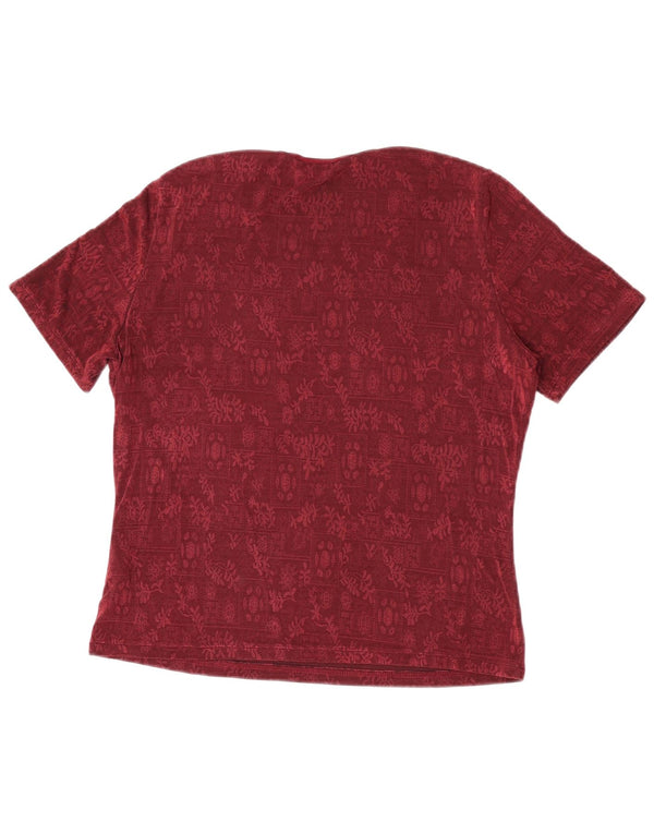 Marks & Spencer T-shirt top til kvinder UK 14 Large Burgundy Floral Acetate