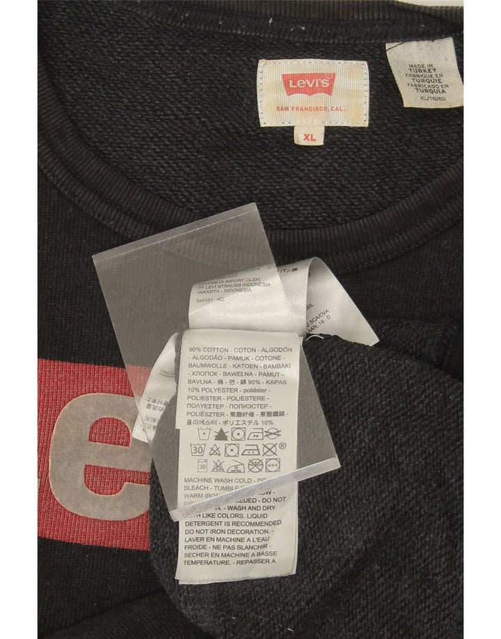 LEVI'S Mens Graphic Sweatshirt Jumper XL Black Cotton