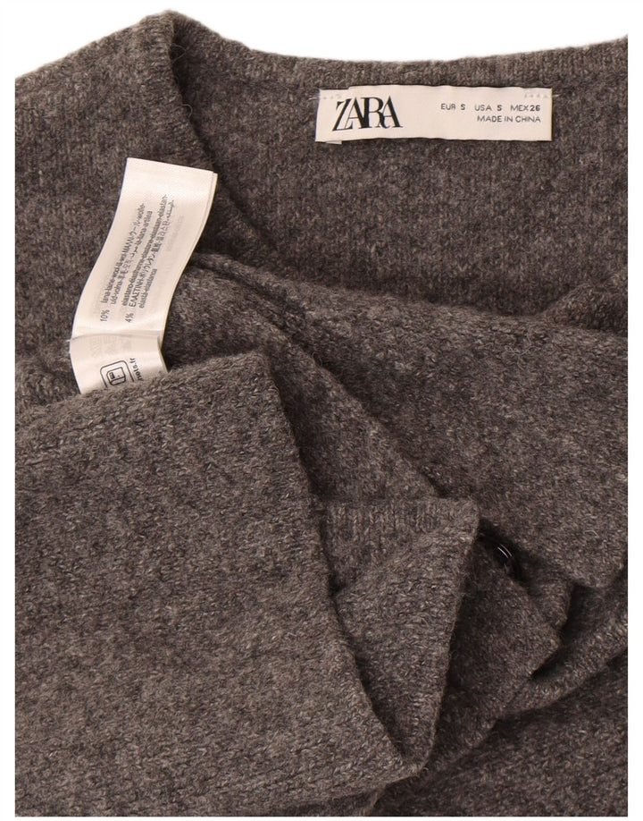 Zara Dame Vest Tank Top UK 10 Lille Grå Uld