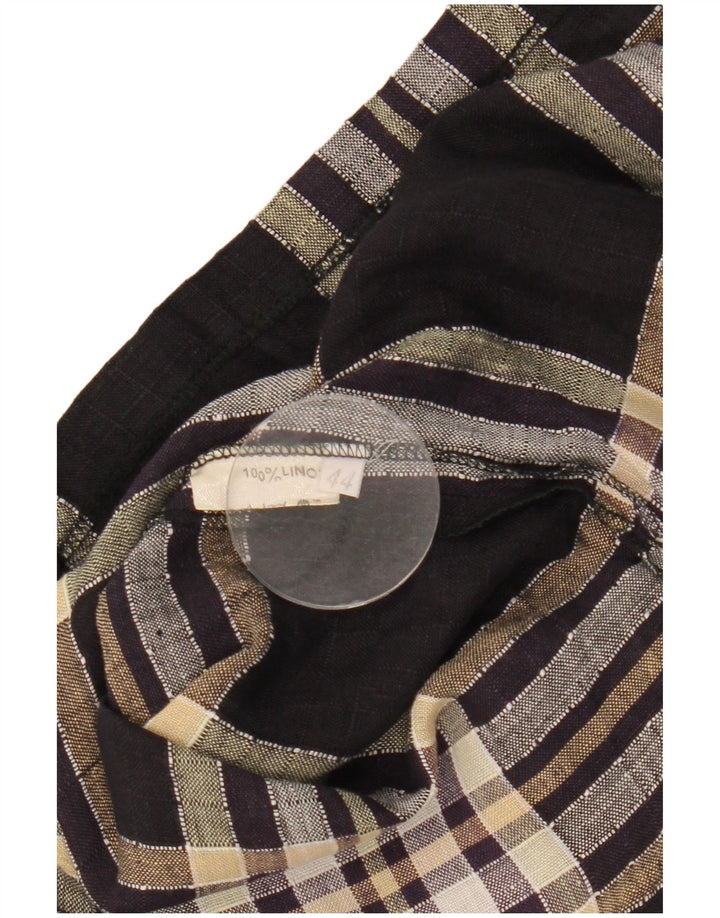 Vintage dame 1 knap kortærmet blazerjakke IT 44 Medium Sort Plaid