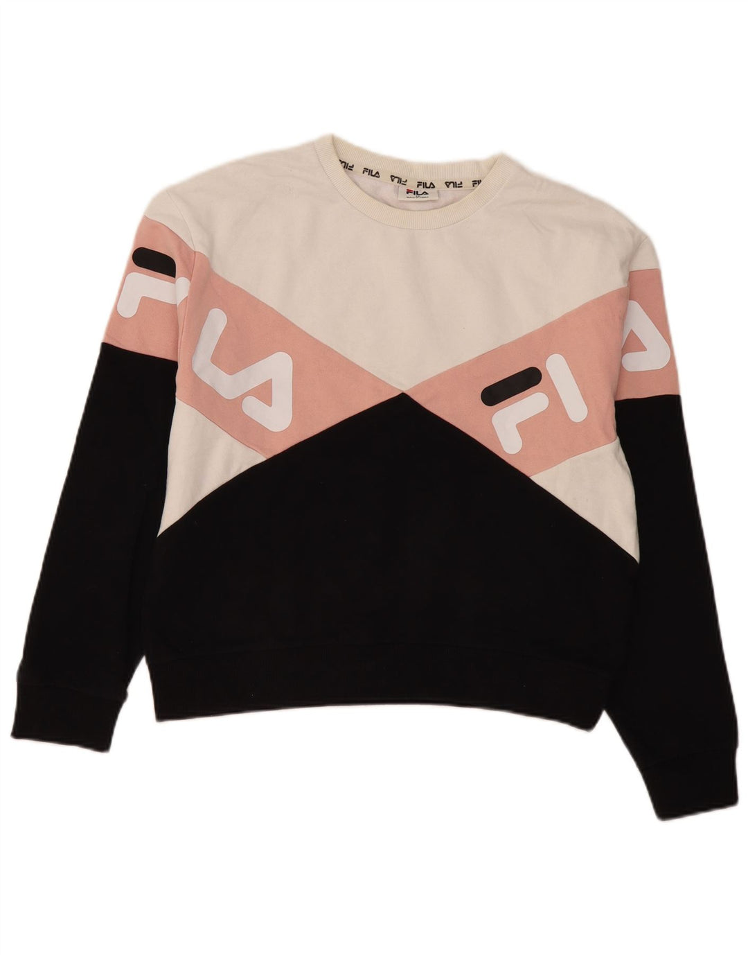 Fila Dame Grafisk Sweatshirt Jumper UK 12 Medium Flerfarvet