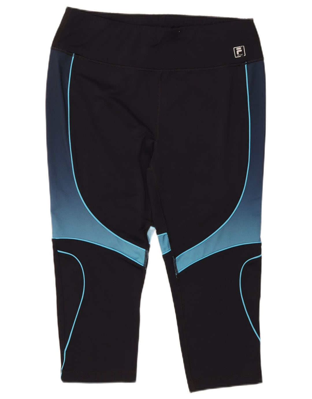 Fila Dame Capri Leggings UK 18 XL Sort Colourblock Polyester